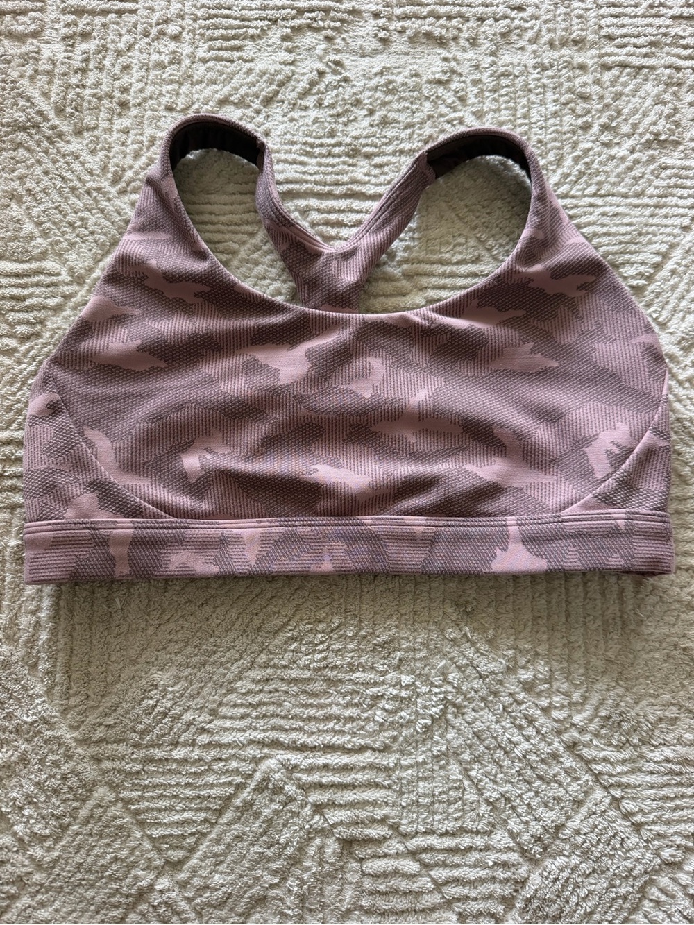 Athleta Pink Mauve Camo Racerback Sports Bra Size Large